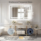 WTTY LED Bathroom Mirror 55"x36" with Back and Front Light,Modern LED Mirror for Bathroom,Stepless Dimmable Lighted Bathroom Vanity Mirror with Anti-Fog,Memory Function,Shatter-Proof