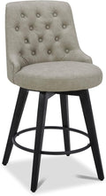 Watson & Whitely Counter Height Bar Stools, Faux Leather Upholstered Modern Swivel Barstool with Back, Solid Wood Legs, 26" H Seat, Stone Grey
