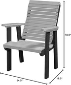 DutchCrafters Modern Horizontal Slat High Back Poly Outdoor Patio Chair (Black & Light Gray)