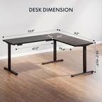 SANODESK L Shaped Standing Desk Adjustable Height, Electric Corner Standing Desk, 71 x 63 inch Sit Stand Computer Table with Splice Board, Black