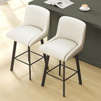 Swivel Bar Stools, 26''H Upholstered Barstools with Backs, Modern Counter Height Bar Stool Chairs for Kitchen Island, Metal Legs (Beige- Faux Leather, Set of 2-26" H)