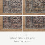 Loloi Amber Lewis Billie Collection, Ink & Salmon 8'-6" x 11'-6" Area Rug – Antique & Distressed Accent Rugs for Living Room, Bedroom, Entryway & Hallway, No Shed High Traffic Area Home Decor Rug