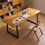 Modern Solid Wood Executive Desk – Spacious and Minimalist Home Office Workstation Perfect for Writing and Professional Use (Light Brown, 55.12)
