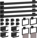 20-Pieces Matte Black Bathroom Hardware Set, 24 Inch Bath Towel Bar Set, Stainless Steel Towel Racks for Bathroom Wall Mounted