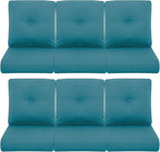Patio Chair Cushions 6 Packs - Outside High Back Thick Water-Resistant Cushion 22x24 for Outdoor Glider Rocking Chairs Loveseat 3-Seater Couch Sofa – Peacock Green/Buckle
