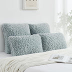 FUTEI Light Blue Decorative Throw Pillow Covers 16x16 Inch Set of 2,Soft Fluffy Faux Wool Fur Boucle Textured Cushion Case,Modern Home Decor for Couch Bed Living Room Office