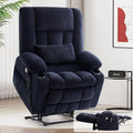 Power Lift Recliner Chair for Adults Oversized Infinite Position Lift Chair for Elderly W/Massage & Heat, Lay Flat Recliner Chair, One-Touch Reset, Cup Holders, Lumbar Pillow, Fabric (Premium, Navy)