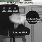 MINCETA Set of 2 Upholstered Bar Stools - 26 Inch Swivel Counter Height Stools with Low Tufted Back, Footrest & Performance Fabric - Round Seat for Kitchen Island & Home Bar Black