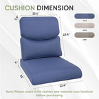 Outdoor Chair Cushion Set of 2, Waterproof Outdoor Seat Cushions 25x22, Patio Chair Cushions for Outdoor Furniture, Couch Cushion Replacement, Include 2 Back & 2 Seat Cushions, Smile/Blue