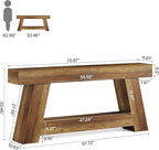 Tribesigns 70.9" Extra Long Console Table, Farmhouse 2-Tier Wooden Sofa Table, Rustic Entryway Tables with Open Storage Shelf for Entrance, Hallway, Living Room (Rustic Brown)