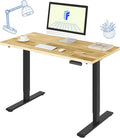 FLEXISPOT E3 Solid Wood Dual Motor Standing Desk 48x24 Inch Whole-Piece Board Electric Height Adjustable Stand Up Desk (Black Frame + Rubber Wood Desktop)