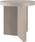 Henn&Hart 22" Fluted Scandinavian Round End Table, Ribbed Side Table, Nightstand for Living Room, Office, Family Room, or Bedroom, Alder White