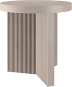 Henn&Hart 22" Fluted Scandinavian Round End Table, Ribbed Side Table, Nightstand for Living Room, Office, Family Room, or Bedroom, Alder White