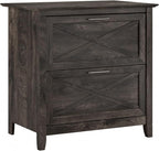 Bush Furniture Key West 2 Drawer Lateral File Cabinet in Dark Gray Hickory, Document Storage for Home Office, Accent Chest with Drawers