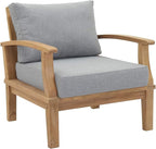 Modway EEI-1475-NAT-GRY-SET Marina Premium Grade A Teak Wood 3-Piece Outdoor Patio Furniture Set, Natural Gray