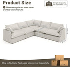 Oversized Modular Sectional Sofa, 5 Seater V Shaped Modular Couch with Washable Cover, Comfy Down Fill Cloud Couch, Light Grey
