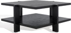 SAFAVIEH Couture Collection Quigley Black 2-Tier Square Coffee Table, Ideal for Living Room, Office, Bedroom