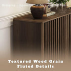 LukeAlon Fluted Sideboard Cabinet, Mid-Century Modern Accent Buffet Cabinet with Storage, 47" Wooden Credenza Cabinets 31.5" Height for Living Room Dining Room Entryway Hallway, Walnut Color