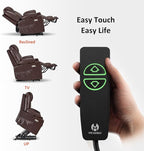 MCombo Large Power Lift Recliner Chair with Massage and Heat for Tall Elderly People, 3 Positions, Cup Holders, and USB Ports, Faux Leather 7516 (Large, Dark Brown)