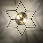 Bofea-Gold Ceiling Light Modern Semi Flush Mount Ceiling Lights Vintage Hallway Lights Fixture Brass Star Flush Light Fixture Unique Glass Semi Flush Mount Chandelier for Bedroom Foyer Entry Lamp