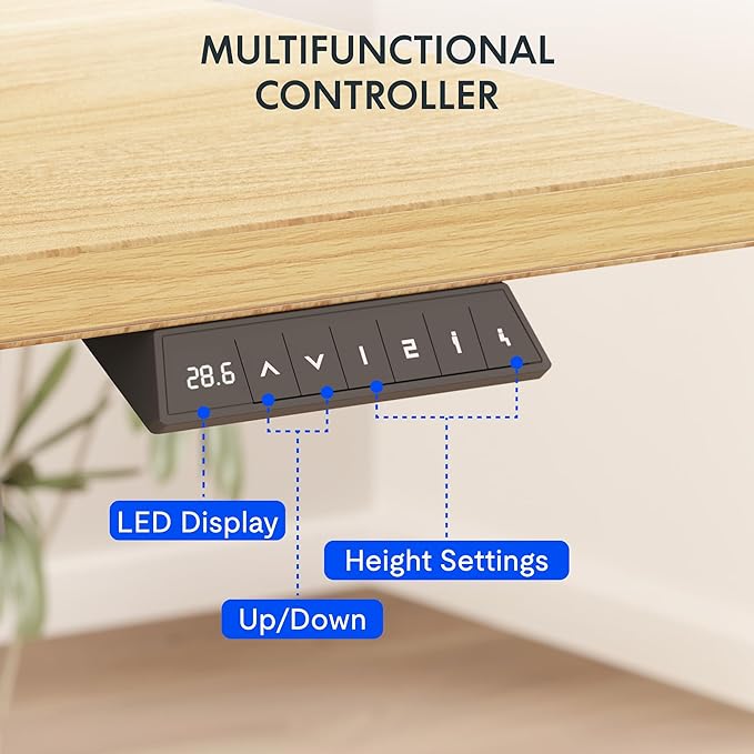 FLEXISPOT EN2 Whole-Piece Standing Desk with Clamp Power Strip, 48 x 24 Electric Stand Up Height Adjustable Desk with Cable Management (White Frame + 48" Maple Top)