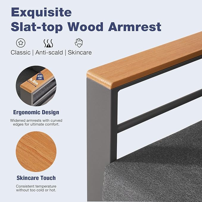 Aoxun Aluminum Patio Furniture Set 2 Seats, Oversized Outdoor Sectional with Washable Thick Cushions, Coffee Table and Waterproof Cover, Patio Conversation Sets for Porch, Balcony, Deck