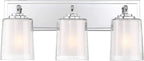Possini Euro Design Mabelle Modern Wall Light Chrome Silver Hardwired 22 1/2" Wide 3-Light Fixture Mounted Clear Seedy Outer Frosted Glass Inner Bathroom Vanity Mirror House Home Hallway Room Decor