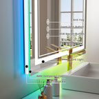 40x38 inch LED Bathroom Mirror with RGB Lights Color Changing Backlit Mirror Shatterproof Dimmable Anti-Fog Lighted Vanity Mirror (RGB Multicolor Backlit + Adjustable Front-Lighted)