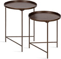 Kate and Laurel Ulani Modern Nesting Side Table; Set of 2; Bronze; Sophisticated Glam End Tables for Storage and Display