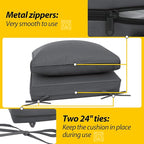 AAAAAcessories Outdoor Deep Seat Cushions, Waterproof, Fade-Resistant Patio Furniture Replacement Cushions, 24" x 24" x 5" + 24" x 13.5", Set of 2, Dark Gray