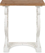 Kate and Laurel Wyldwood Rustic French Solid Wood Side Table, 24" x 14" x 12.75", White and Rustic Brown, Chic Farmhouse Inspiration, Natural Wood Top