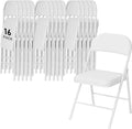 SEALAMB 16 Pack White Folding Chairs with Padded Seats & Cushion, Durable Metal Foldable Chairs for Wedding Party, Commercial Chairs for Office School Church Events, 330lb Capacity (White-PU, 16 Pack)