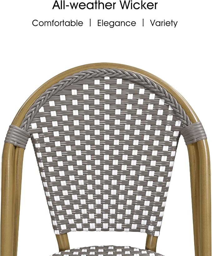 PURPLE LEAF 7 Pieces Outdoor Dining Set Patio Furniture Set with Large Aluminum Table and French Bistro Chairs for Garden Backyard Gray Patio Dining Set