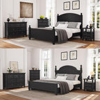 Black Modern 6 Drawer Storage Cabinet, Stylish Living Room Furniture, Farmhouse Style Dresser with Spacious Drawers Ideal for Entryway and Hallway Storage