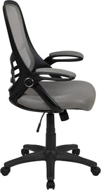 Flash Furniture Porter High-Back Swivel Office Chair with Adjustable Lumbar Support and Seat Height, Ergonomic Mesh Desk Chair with Flip-Up Armrests, Gray/Black