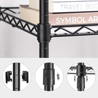 SONGMICS 4-Tier Bathroom Shelf, Storage Rack for Small Space, with 4 PP Shelf Liners, Removable Hook, Extendable Design, Ink Black and Translucent ULGR104B01