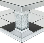 Deco 79 Wood Mirrored Coffee Table with Crystal Embellishments, 39" x 39" x 18", Silver