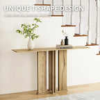 HEAH-YO 51" Console Table, Rustic Wood Entryway Table, T-Shape Narrow Sofa Tables Behind Couch for Hallway, Entrance, Foyer, Living Room, Rustic Natural