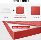 Easy-Going Waterproof Patio Cushion Covers 24x22x4 inch 2 Pack Replacement Non-Slip Outdoor Seat Cushion Slipcover with Zipper. Terra Red