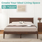 Queen Size Bed Frame with Farmhouse Headboard, Malaysian Oak Queen Bed Frame No Box Spring Needed, Platform Bedframe with 12 Slats Support, Easy Assembly, Antique Espresso