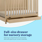 Graco Hadley 5-in-1 Convertible Crib with Drawer (Driftwood) – GREENGUARD Gold Certified, Fits Standard Crib Mattress, Converts to Toddler Bed, Daybed and Full Bed, 4 Adjustable Mattress Heights