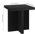 Henn&Hart 22" Wide Square Side Table in Black Grain, for Home, Living Room, Bedroom, Entertainment Room, Office