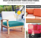 Easy-Going Waterproof Patio Cushion Covers 22x20x4 inch 2 Pack Replacement Non-Slip Outdoor Seat Cushion Slipcover with Zipper. Teal