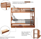 Merax Full Over Full Size Wood Bunk Bed with Drawers,Convertible Bunk Bed with Ladders and Two Storage Drawers,Solid Wood Detachable Bed Frame with Ladders, Walnut