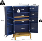 ARTPOWER 45'' Kitchen Pantry Cabinet, 4 - Layer Storage Cupboard with Adjustable Shelves for Storage Cabinet Pantry, Food Pantry Cabinet for Kitchen, Dining Room and Living Room,Gold Legs, Blue