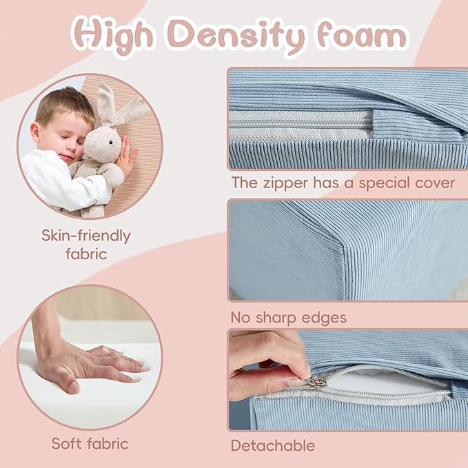 Asweets Kids Play Couch with Tunnel and Balls, Play Couch for Toddlers, Kids Foam Convertible Play Building Fort for Christmas and New Year, Pink