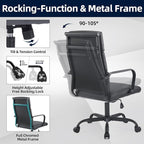 Office Chair, Ergonomic Adjustable Desk Chair, Mid Back Executive Comfortable Leather Lumbar Support Home Computer Chair with Padded Seat Swivel Wheels