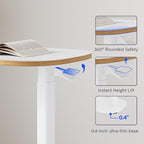 FLEXISPOT Adjustable C Table with Wheels, Mobile Snack Side End Table Sofa Couch Bedside Table Laptop Cart TV Tray Night Stand Small Space Side Table(23.6" W x 13.8" D,White)