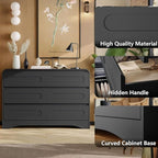 Black Dresser, Modern 6 Drawers Dressers & Chest of Drawers with Pre-installed Slide&Curved Profile Design, 47" Wide Wood Closet Clothes Storage Dressers Organizer for Bedroom Living Room Hallway