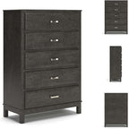 Signature Design by Ashley Caitbrook Contemporary 5 Drawer Chest with Dovetail Construction, Weathered Gray